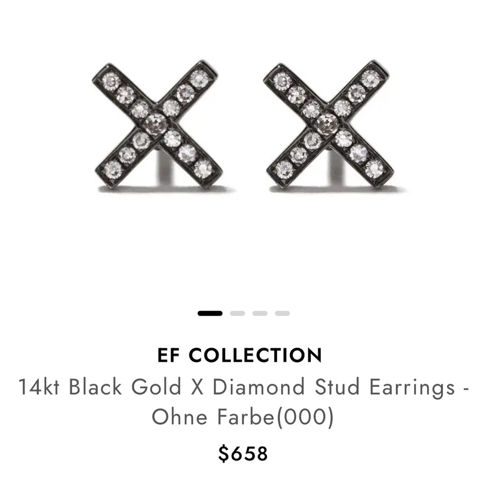 EF Collection black gold and diamond X earrings